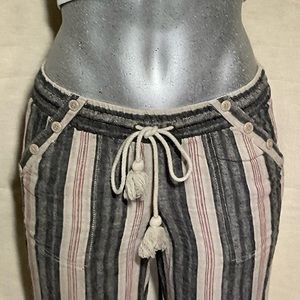 Striped Wide Legged Relaxed Trousers, Sz: Small.